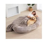 HOFUNTRE Human Dog Bed For Adults & Furry Friends ,3D Sponge Giant Dog ,Meet The Diverse Needs Of Adults And Pets For Joint Use, Easy Maintenance, Clean And Comfortable(Khaki,100 * 70 * 20cm)
