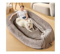 HOFUNTRE Large Human Dog Bed ，Large Human Dog Bed Fluffy， Oversized Fux Fur Human Pet Bed，Filled With Elastic Sponge, Strong Support, Soft Fabric, Comfortable To The Touch(Gray)