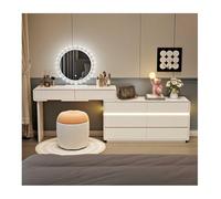 HOFUNTRE Modern Makeup Table With，Vanity Desk With Mirror And Drawers，Spacious Countertop, Reasonable Partition Storage, LED Dressing Mirror, Rock Board Tabletop(80 * 40cm/31.5 * 15.7in)