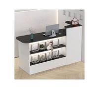 HOFUNTRE Office Furniture Reception Furniture ，Reception Counter，Showcase Display Till Cash Desk，Multi-layer Display Stand Design, Stable Load-bearing, Multi-scenario Application(Black,LEFT_100CM)