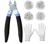 Hog Ring Pliers Kit with 420 Pcs 3/4" 1/2" 3/8" Galvanized Steel Hog Rings,Hog Ring Pliers Kit for Auto Upholstery and Fencing,DIYCraft,Furniture