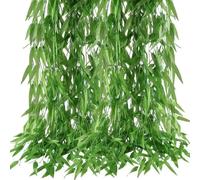 HOGADO 50pcs 300 ft Artificial Vine Greenery Garland for Room Decor Faux Willow Vines Wall Home Decor Aesthetic Silk Rattan Wicker Twig for Garden Wedding Windowsill Balcony Christmas Decorations