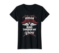 Hogan Blood Runs Through My Veins - Last Name Family T-Shirt, Women, Black, Medium