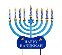 hogardeck Hanukkah Outdoor Decorations, Menorah Metal Dreidel Decorative Garden Stakes for Jewish Chanukah Decor, Happy Hanukkah Yard Signs for Christmas Garden Lawn Patio