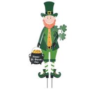 hogardeck St Patricks Day Decorations Outdoor, Irish Leprechaun Decorative Garden Stakes for St Patricks Day Decor, Happy St. Patrick's Day Decorations with Shamrock Gold Pot for Home Yard Porch Lawn