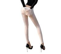 HOgardenME High Elastic Sheer Ultrathin Leggings, Womens Silky See Through Trousers, S L, Nylon (L Nude)