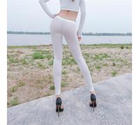 HOgardenME High Elastic Sheer Ultrathin Leggings, Womens Silky See Through Trousers, S L, Nylon (L White)