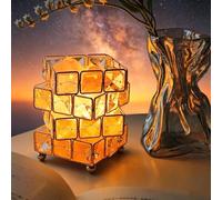 hogarevrumah Crystal Salt Lamp, USB Rechargeable 3-Color Touch Dimming Aromatherapy Nightlight with Essential Oil & Gift Box