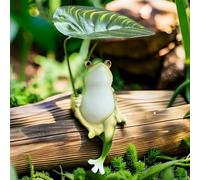 hogarevrumah Frog Statue for Garden,Green Frog Figurine,frog statue holding a lily pad, for Outdoor Decor Yard and Garden Decoration Resin Sculpture