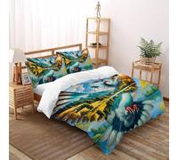 HOGDISAJD Abstract Pigeon Double Duvet Cover Colorful Sky 3D Print Set 3 Pieces Sets With Pillow Case, Premium Brushed Microfiber for Kids Teens Set King（220x240cm）