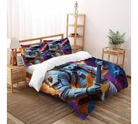 HOGDISAJD Astronaut Guitar Double Duvet Cover Universe Stereoscopic Set 3 Pieces Sets With Pillow Case,Premium Brushed Microfiber for Kids Teenage King（220x240cm）