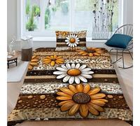 HOGDISAJD Daisy Double Duvet Cover Plant 3D Print Set 2 Pieces Sets With Zipper Pillow Case, Bedding for Boys Girls Single(135x200cm)