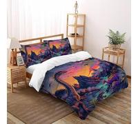 HOGDISAJD Dinosaur Fantasy Double Duvet Cover Jurassic Animals 3D Print Set 3 Pieces Sets With Zipper Pillow Boys Bedding King（220x240cm）