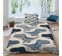 HOGDISAJD Dinosaur Pattern Double Duvet Cover Graffiti Animals Stereoscopic Set 2 Pieces Sets With Pillow Case, Premium Brushed Microfiber for Kids Teenage Single（135x200cm）