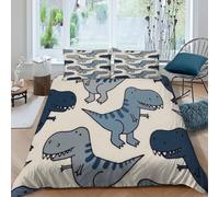 HOGDISAJD Dinosaur Pattern Double Duvet Cover Graffiti Animals Stereoscopic Set 3 Pieces Sets With Zipper Pillow Case, for Boys Girls Bedding Super King（260x220cm）