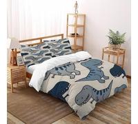 HOGDISAJD Dinosaur Pattern Double Duvet Cover Graffiti Animals Stereoscopic Set 3 Pieces Sets With Zipper Pillow Case, Boys Bedding King（220x240cm）
