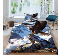 HOGDISAJD Eagle Mountain Double Duvet Cover Wildlife Stereoscopic Set 2 Pieces Sets With Pillow Case, Premium Brushed Microfiber Boys Bedding Single（135x200cm）
