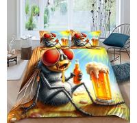 HOGDISAJD Fly Double Duvet Cover Beer Three-Dimensional Set 3 Pcs With Double Pillow Case,Premium Brushed Microfiber Bedding for Boys Girls Super King(260x220cm)