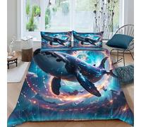 HOGDISAJD Killer Whale Double Duvet Cover Colorful Sky 3D Print Set 3 Pieces Sets With Zipper Pillow Boys Bedding King(220x240cm)