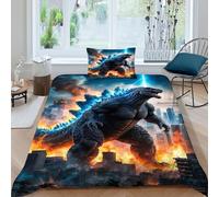 HOGDISAJD King Kong Vs. Godzilla Double Duvet Cover Giant Monster 3D Print Set 2 Pieces Sets With Pillow Case,Premium Brushed Microfiber Bedding for Boys Girls Single（135x200cm）