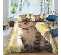HOGDISAJD Kitten Plants Double Duvet Cover Cute Animals3D Print Set 3 Pcs With Double Pillow Case, Premium Brushed Microfiber Bedding for Boys Girls Super King（260x220cm）