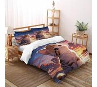 HOGDISAJD Kitten Starry Sky Double Duvet Cover Cute Animals 3D Print Set 3 Pcs With Zipper Double Pillow Case,for Kids Teens Set King（220x240cm）