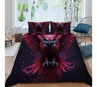 HOGDISAJD Red Owl Double Duvet Cover Wildlife Three-Dimensional Set 3 Pcs With Double Pillow Case, Premium Brushed Microfiber Boys Bedding King（220x240cm）