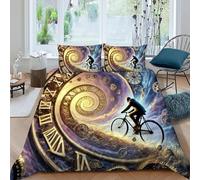 HOGDISAJD Riders Double Duvet Cover Back to The Future 3D Print Set 3 Pieces Sets With Pillow Case,Premium Brushed Microfiber Set for Kids Teens King（220x240cm）