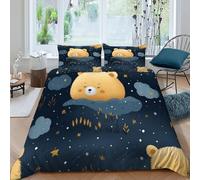 HOGDISAJD Sleeping Bear Double Duvet Cover Cute Animals 3D Print Set 3 Pcs With Zipper Double Pillow Case, for Boys Girls Bedding Super King（260x220cm）