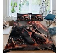 HOGDISAJD Volcano Dinosaur Double Duvet Cover Artistic Style 3D Print Set 3 Pcs With Zipper Double Pillow Case, Boys Bedding Double（200x200cm）