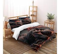 HOGDISAJD Volcano Dinosaur Double Duvet Cover Artistic Style Stereoscopic Set 3 Pieces Sets With Zipper Pillow Case, Boys Bedding King（220x240cm）