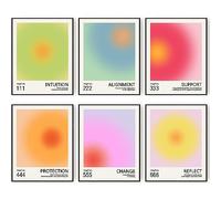 HOGEBIG Aura Angel Number Posters for Bedroom Aesthetic Motivational Wall Decor Minimalist Inspirational Quotes Canvas Wall Art Danish Pastel Room Decor (11"x14" UNFRAMED, Style A)