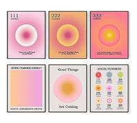 HOGEBIG Aura Angel Number Posters for Bedroom Aesthetic Motivational Wall Decor Minimalist Inspirational Quotes Canvas Wall Art Danish Pastel Room Decor (11"x14" UNFRAMED, Style D)