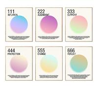 HOGEBIG Aura Angel Number Posters for Bedroom Aesthetic Motivational Wall Decor Minimalist Inspirational Quotes Canvas Wall Art Danish Pastel Room Decor (8"x10" UNFRAMED, Style B)