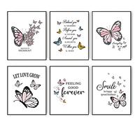 HOGEBIG Inspirational Butterfly Wall Art Canvas Prints Motivational Positive Quotes Poster Gallery Wall Art Picture Wall Decor Gift for Girls Bedroom Living Room Decor (8"x10" UNFRAMED)
