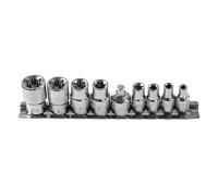 Hogert Technik Socket set HT1A884 9 Rectangle Chrome Vanadium Steel Torx 1/4, 3/8
