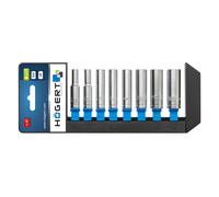 Högert Socket Wrench Set HT1A886 – Chrome Vanadium Alloy, 50 mm, Long, Black/Blue/Grey