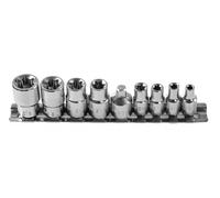 Hogert Technik Socket set HT1A884 9 Rectangle Chrome Vanadium Steel Torx 1/4, 3/8
