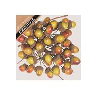 Hogewoning Artificial Acorn Picks - Small Decorative Artificial Autumnal Acorns for Home, Christmas, Autumn, Harvest and Halloween Decor (Burnished Yellow)