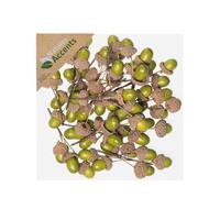 Hogewoning Artificial Acorn Picks - Small Decorative Artificial Autumnal Acorns for Home, Christmas, Autumn, Harvest and Halloween Decor (Green)