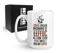 Hogg Coffee Spelled Backwards is Effoc Mug, 15 oz Ceramic Sarcastic Coffee Cup, Gag Gifts For Women, Sarcastic Gifts For Women, Ceramic Mug
