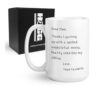 Hogg Dear Mom Mug, 15 oz Ceramic Sarcastic Coffee Cup, Dear Mom Thanks For Putting Up With My Sibbling Coffee Mug, Mothers Day Gifts, Sarcastic Gifts For Women, Funny Stuff