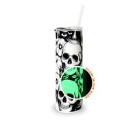 Hogg Glow in the Dark Halloween Travel Mug, Skull Tumbler, 20 oz Insulated Stainless Steel Halloween Coffee Tumbler, Spooky Cups for Adults, Festive Glow in the Dark Skull Coffee Cup