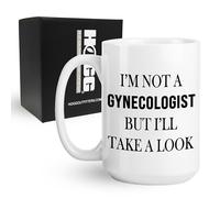 Hogg I'm Not A Gynecologist Mug, 15 oz Ceramic Inappropriate Coffee Cup, I'm Not A Gynecologist But I'll Take A Look Coffee Mug, Gag Gifts For Men, Inappropriate Gifts For Men