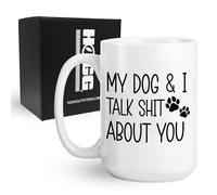 Hogg My Dog and I Talk About You Mug, 15 oz Ceramic Profanity Coffee Cup, My Dog And I Talk Sht About You Coffee Mug, Gag Gifts For Women, Funny Gifts For Women
