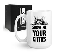 Hogg Show Me Your Kitties Mug, 15 oz Ceramic Cute Cat Mug, Show Me Your Kitties Cup, Funny Gifts for Cat Parents