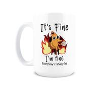 Hogg This is Fine Mug, 15 oz Coffee Cup for Work, Meme Cup, This is Fine Dog, Funny Coffee Cups for Women, Meme Gifts