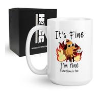 Hogg This is Fine Mug, 15 oz Coffee Cup for Work, Meme Cup, This is Fine Dog, Funny Coffee Cups for Women, Meme Gifts