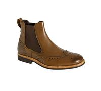 Hoggs of Fife 4218 Stanley Semi-Brogue Dealer Boots Burnished Tan - Full grain calf leather, Hand stitched stud effect rubber soles