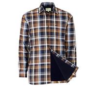 Hoggs of Fife Arran Microfleece Lined 100% Cotton Shirt XX-Large Navy/BrownXX-LargeNavy/Brown Shirts & Tops Men's